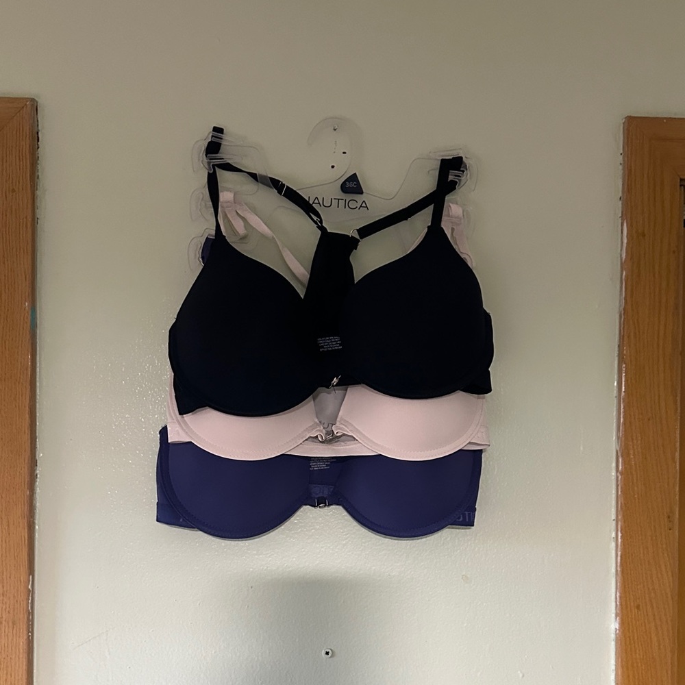 NWOT Nautica Women's Bra Set - Navy, Light Pink, Medium Blue